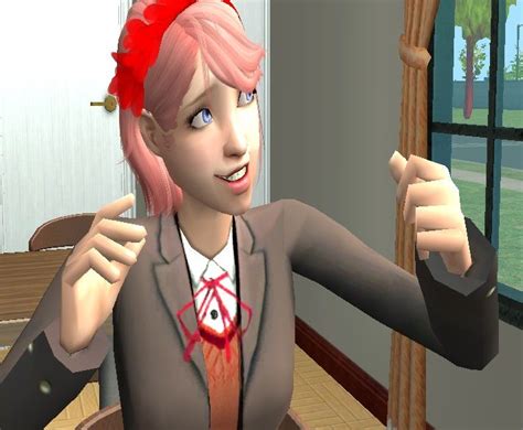 Mod The Sims Sayoris Uniform From Doki Doki Literature Club In 2021