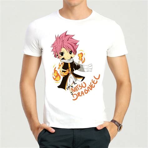 Men Anime Fairy Tail T Shirt Short Sleeve White O Neck Fashion Fairy