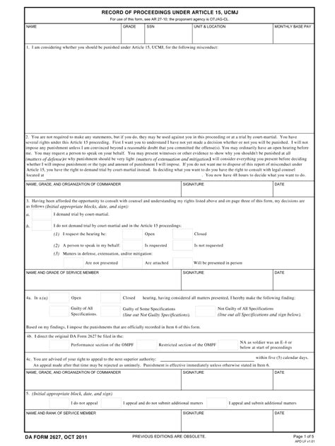 Printable Dd Form 2527 Fillable