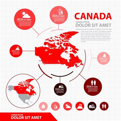 Canada Map And Flag Highly Detailed Vector Infographic Illustration