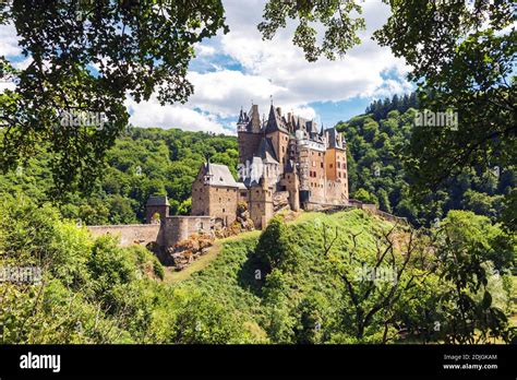 Medieval Eltz Castle Nestled In The Hills Above The Moselle River