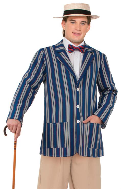 1920s Old Time Boater The Great Gatsby Striped Jacket Costume Adult
