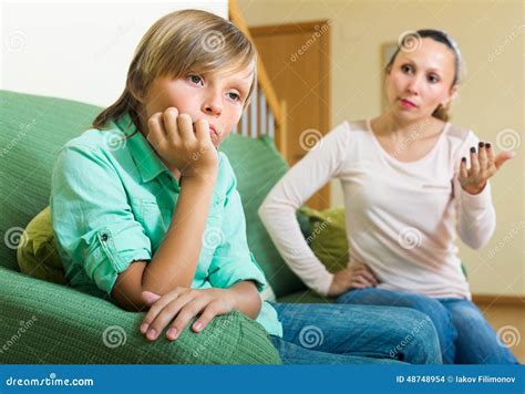Mother Scolding Teenage Son Stock Photo Image Of Furious Arguing