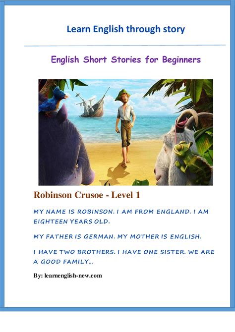 Robinson Crusoe In Levels Pdf Learn English Through Story English Short Stories For Beginners