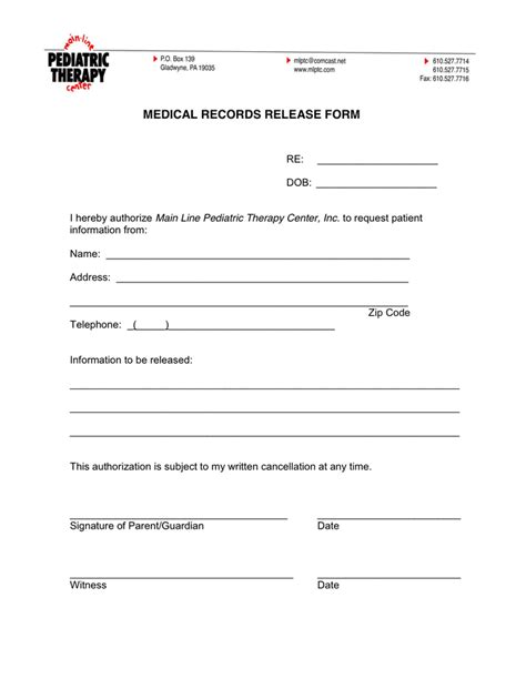 Printable Medical Record Request Form Template Printable Forms Free