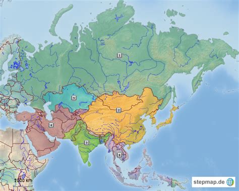 Stepmap Asiens Regionen Landkarte Für Asien