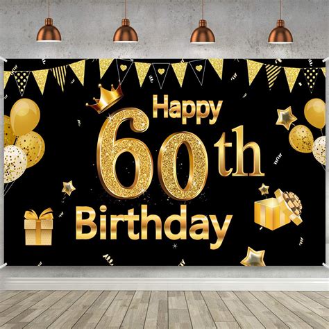 60th Birthday Party Tion Extra Large Black Gold Sign Poster 60th