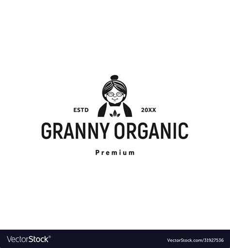 Vintage Granny Organic Logo Design Royalty Free Vector Image