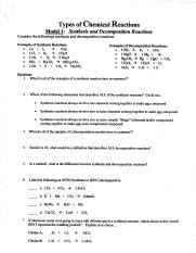 Balance the following reactions and indicate which of the six types of chemical reaction are being represented: Worksheet Types Of Chemical Reactions Pogil Answers + My ...