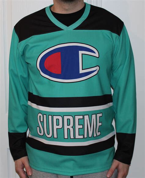 Supreme X Champion Aquablack Hockey Style Jersey Ss 14 Size L — Roots