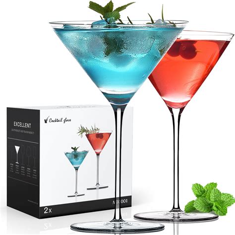 Buy Martini Glasses Set Of 2 Hand Blown Crystal Martini Glasses Long Stem And Seamless Elegant