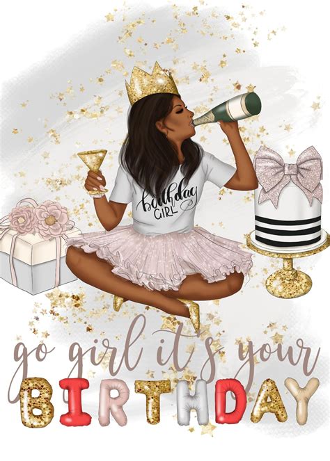 Birthday Card Black Girl Birthday It S Your Birthday In 2021 Happy Birthday Woman Happy