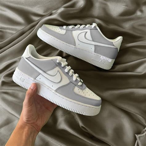 Grey Air Force 1 Custom Grey Air Forces Custom Grey Af1 Etsy