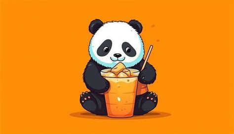 Premium Ai Image Vector Cute Panda Drinking Boba Milk Tea Cartoon