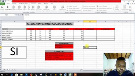 Funciones LÓgicas En Excel Para El Colegio Pablo Correa Leon Youtube