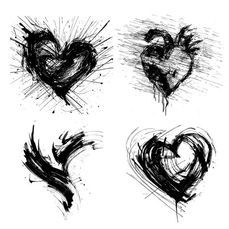 Free Vector Sketch Loose Strokes Splotchy Freehand Heartbeat Collection