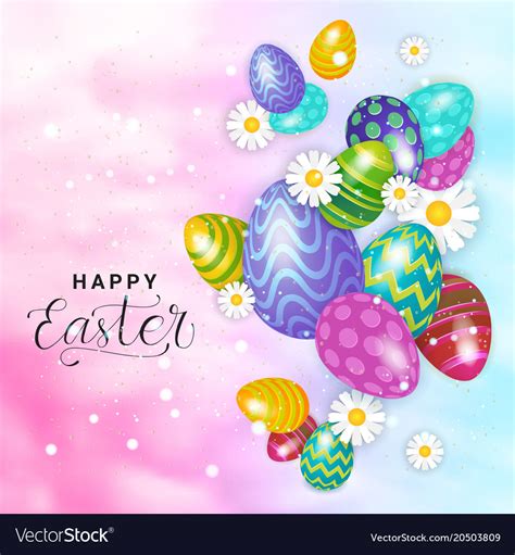Happy Easter Card Design Holiday Background With Vector Image