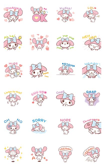 Line Official Stickers My Melody Easygoing Cuteness Kawaii