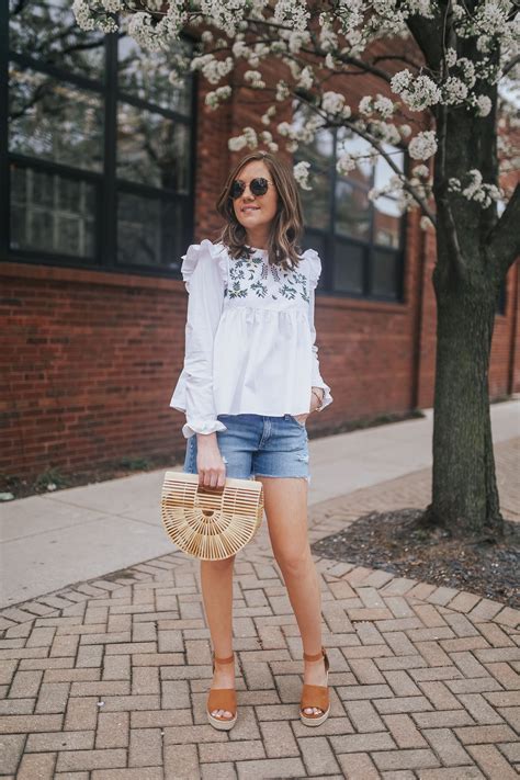Ruffled Embroidered Blouse Day To Night Summer Outfit Dressing Up