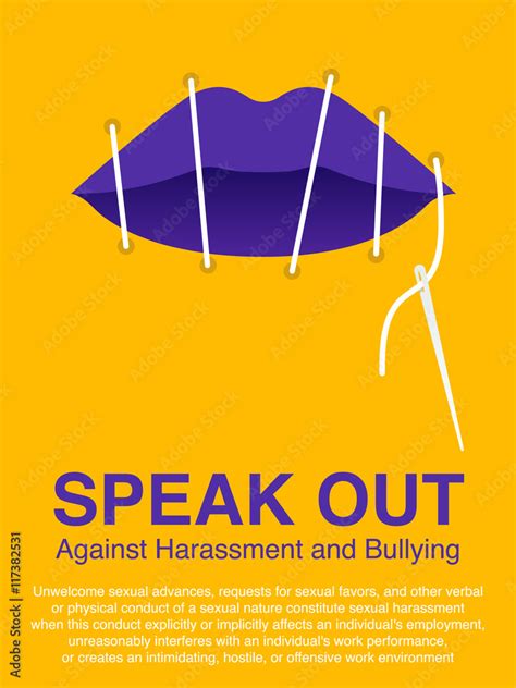 lip sewing of the woman mouth sexual harassment stop violence against women workplace