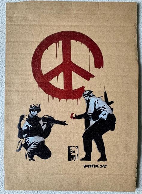 Dismaland Banksy Bombe Aérosol Et Pochoir Sur Carton Signé Et
