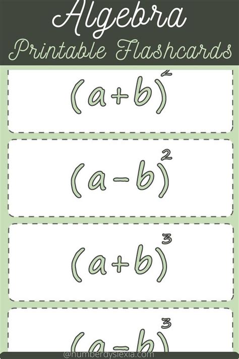 Free Printable Algebra Flashcardsfor Practice Algebra Flashcards