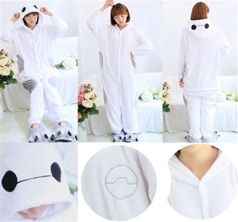 New Arrived Flannel Big Hero 6 Cute Baymax Onesie Pajamas Anime Cosplay