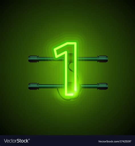Neon City Font Sign Number 1 Signboard One Vector Image