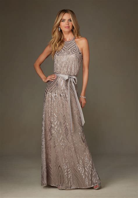 Patterned Sequin Bridesmaid Dress Style 20475 Morilee