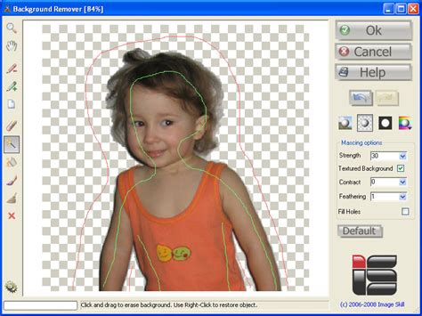 While you can remove background for unlimited pictures of any size, the final image is saved in small size only in the free version. ImageSkill Background Remover