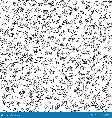 Seamless Floral Background Black And White Stock Vector Illustration