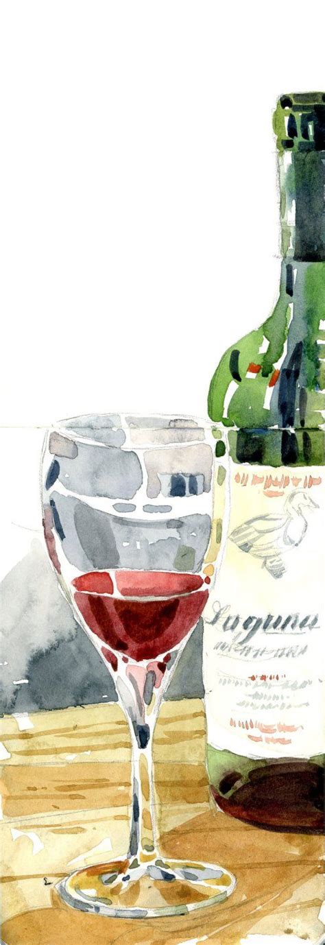 Friday Night Wine Bottle Wine Art Watercolor Artists Watercolor Art