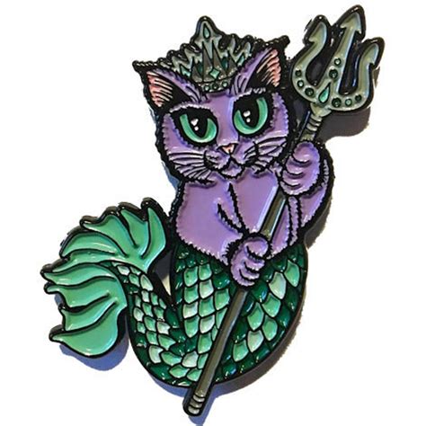 Purple Mermaid Cat Enamel Pin Purrseidon Lapel Pin Mercat Etsy