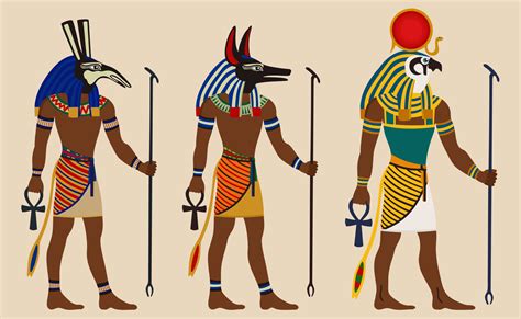 antigo Egito deuses egípcios set anubis ra ilustração vetorial em