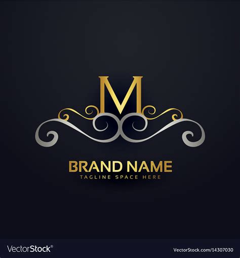 Premium Letter M Logo Design With Floral Effect Vector Image