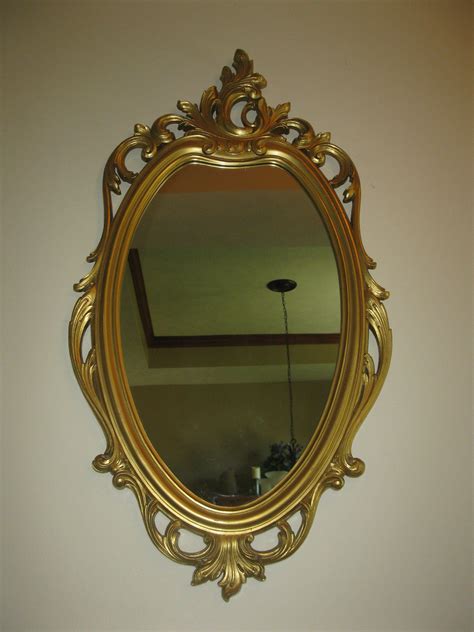 Large Ornate Syroco Wall Mirror Oval Shape Plastic Framed