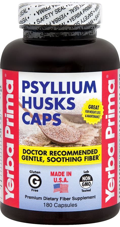 Psyllium Husks Caps 180 Capsules Piping Rock Health Products