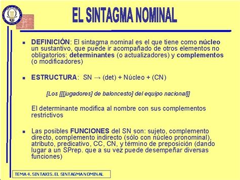 N Definicin Estructura Y Funciones Del Sintagma Nominal