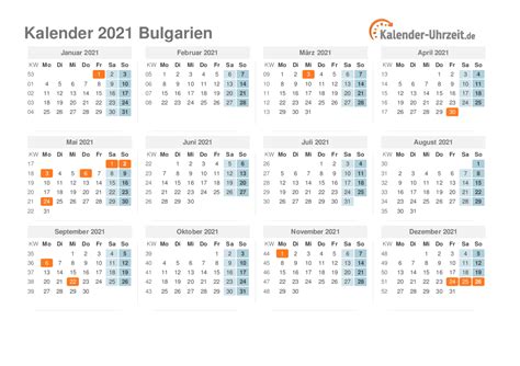 Sie können die gesetzlichen feiertage in microsoft outlook, ical oder google calendar einbinden: Feiertage 2021 Bulgarien - Kalender & Übersicht