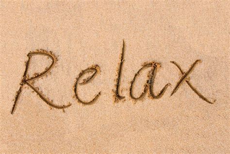 Relax Word On Sand Stock Photo Image Of Surface Scribbled 14670106