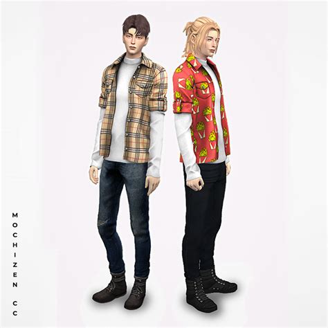Mock Neck Top With Shirt Mochizen Cc On Patreon In 2021 Sims 4 Male