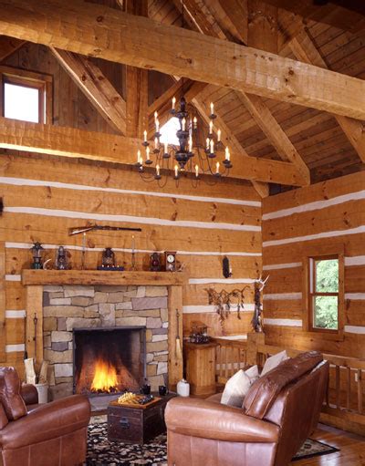 This cabin has an open dining/kitchen/living room downstairs, with one bedroom and a full sized bathroom. Lakeside Log Cabin With Walkout Basement - Cozy Homes Life