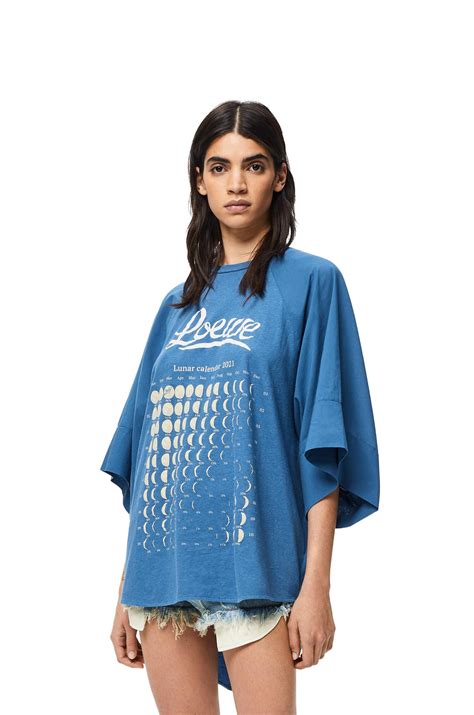 Camiseta Oversize En Algodón Con Estampado De Luna Estampado Azul Loewe