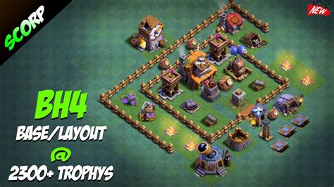 Clash Of Clans Bh4 Builder Hall 4 Base Layout 2300 Trophys Youtube