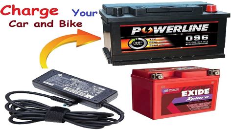 Get a car battery charger. How to Charge 12Volt Bike/Car Battery with laptop Charger ...