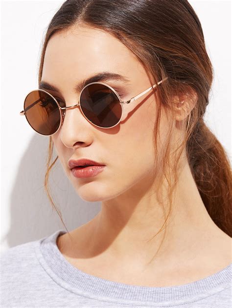 gold frame brown round lens sunglasses sunglasses brown golden lunettes de soleil lunettes