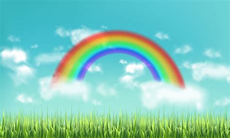 Premium Vector Colorful Rainbow On Sky Background