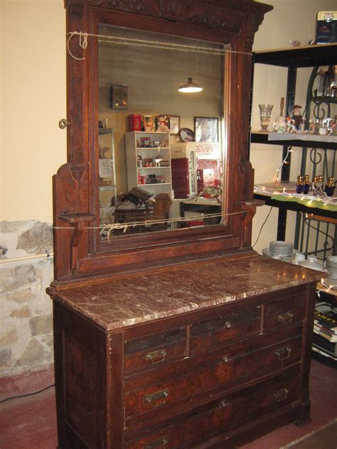 Victorian Eastlake Marble Top Dresser With Tilting Mirror From The