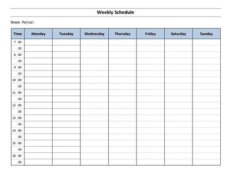printable weekly work schedule template  employee scheduling