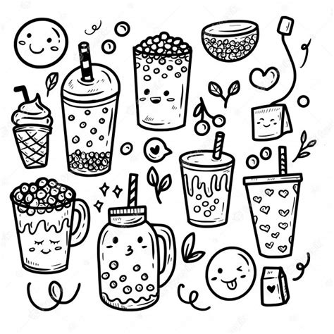 Boba Drink Printable Coloring Pages